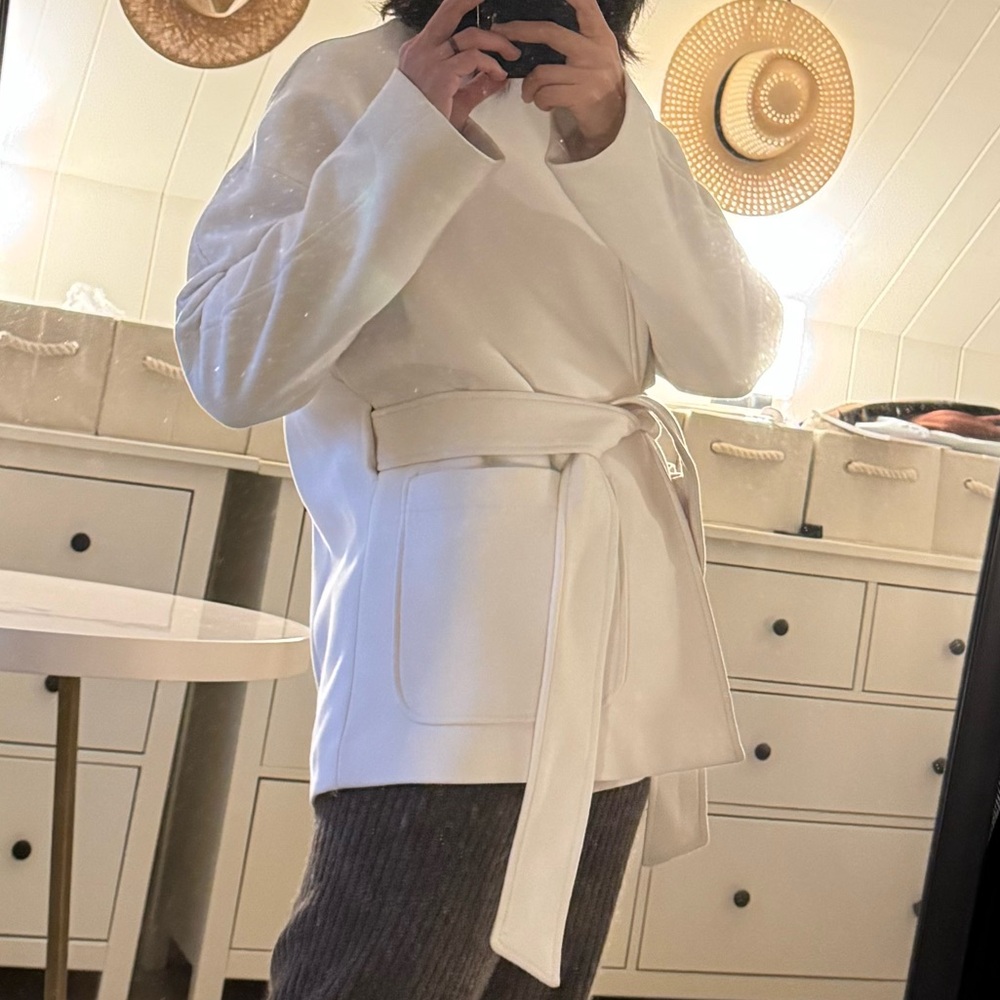 H&M ecru belted cape jacket